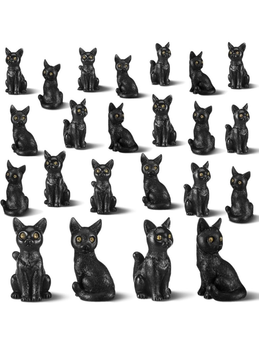 50 Pcs Mini Black Cat Figurines for Halloween Decor | Cute Resin Animals